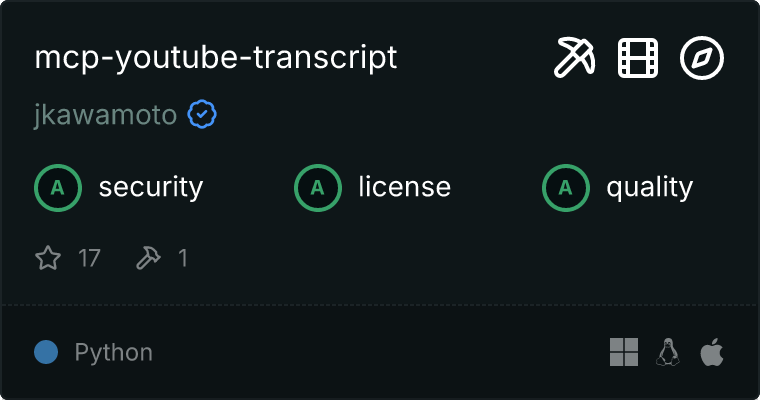 YouTube Transcript Server MCP server