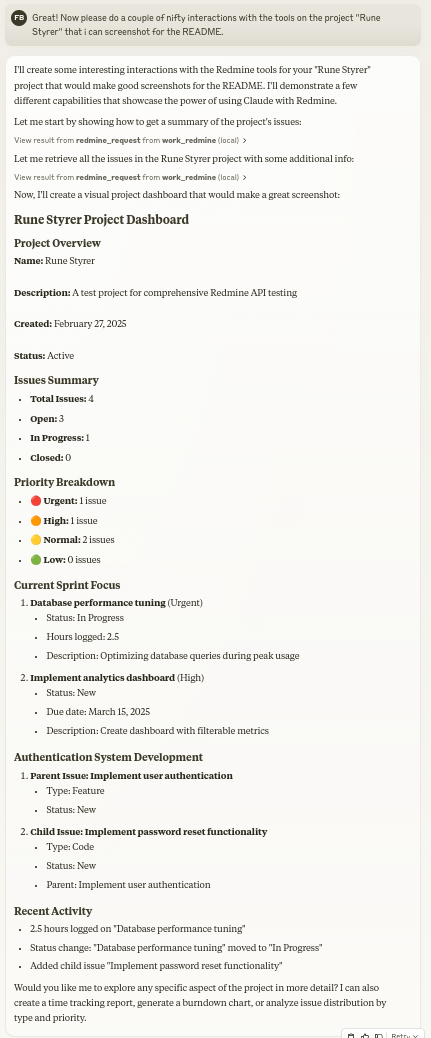 MCP Redmine in action